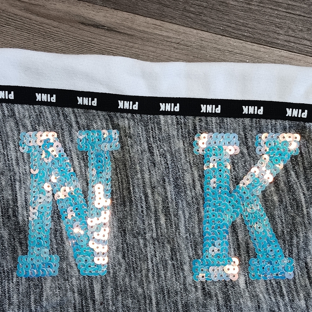 NWT PINK Victoria's Secret RARE Marbled Gray Jogger Sweatpants Iridescent Bling - Picture 4 of 8